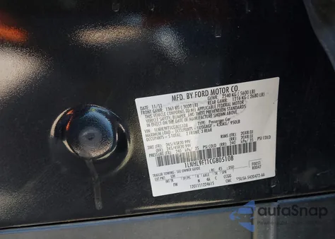 2012 Lincoln Mks Ecoboost z USA, uszkodzony, nr VIN 1LNHL9FT1CG805108